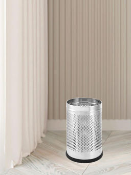 At Home by Nilkamal - Round Stainless Steel Dustbin|Set of 1| Size - 9 Ltr - 20 cm x 31 cm| Silver