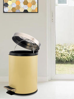 At Home by Nilkamal - Steel Classic Step Dustbin|Set of 1| Size - 5 Ltr & 49 cm| Biege