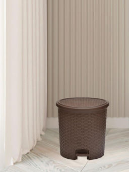 At Home by Nilkamal - Paddle Dustbin|Set of 1| Size - 12 Ltr - 32 cm x 34 cm| Rest Brown