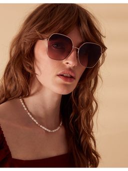 Accessorize London - Womens Gold Metal Rim Square Sunglasses