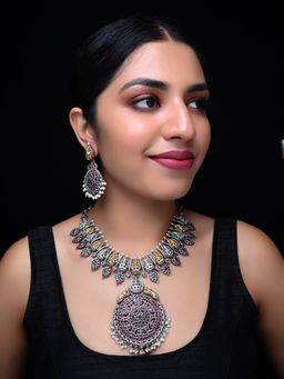 AG'S - Sagarika AGS Oxidised Temple Necklace (Set of 2)