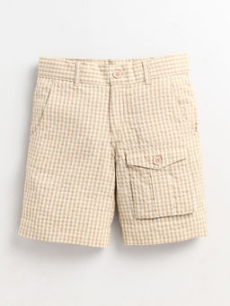 CHERRY CRUMBLE BY NITT HYMAN - Beige Checkered Chillax Shorts