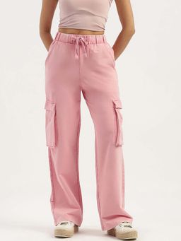 United Colors of Benetton - Pink Solid Straight Fit Cargo Pant