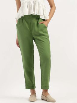United Colors of Benetton - Green Solid Straight Fit Trouser