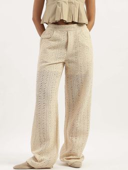 United Colors of Benetton - Beige Crochet Wide Leg Fit Trouser