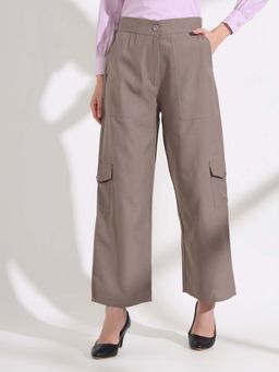 FITHUB - Beige Durable and Easy Wash Straight Fit Design Cargo Pant