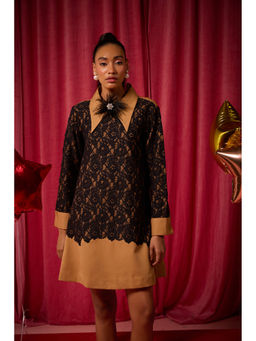 House of Zeniaa - Beige Ariel Lace Dress