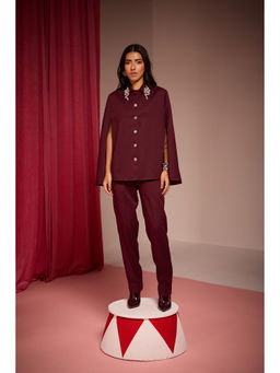 House of Zeniaa - Maroon Sangria Co-Ord (Set of 2)