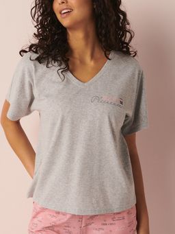 La Vie En Rose - Cotton V-neck T-shirt