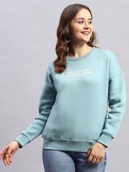 Rock.it - Womens Blue Printed Round Neck Full Sleeve Sweatshirt