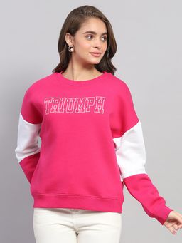 Rock.it - Womens Pink Printed Round Neck Full Sleeve Sweatshirt
