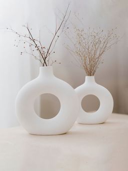 PUREZENTO - Donut Vase In Color Off White (Set of 2)