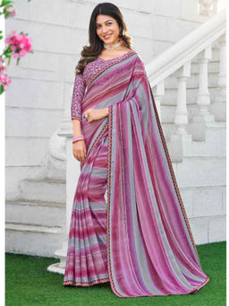 Laxmipati Sarees - Multicolor Color Sharmili Chiffon Daily Wear Saree Unstitched Blouse