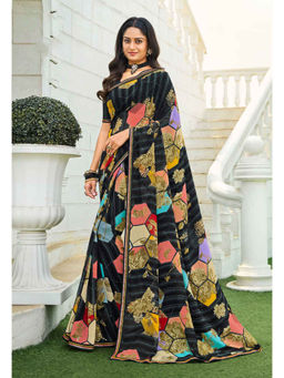 Laxmipati Sarees - Multicolor Color Georgette Daily Wear Saree Unstitched Blouse