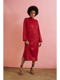 NA-KD - Open Back Sequin Maxi Dress-red