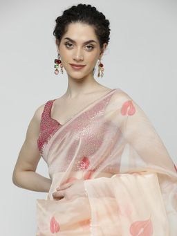 Jaipur Kurti - Printed Net Black Party Wear Saree with Unstitched Blouse