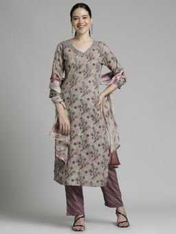 Jaipur Kurti - Pure Cotton Floral Kurta and Pant Dupatta (Set of 3)