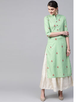 Meeranshi - Womens Green Gotta Work & Random Floral Prints Straight Kurta