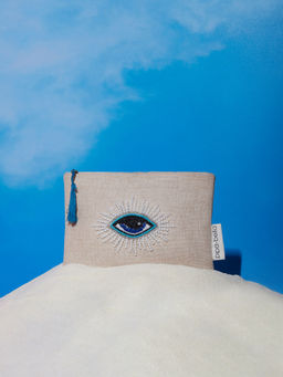 Pipa Bella by Nykaa Fashion - Elise Beige Beaded Evil Eye Jute Pouch