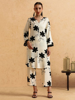 STYLEBAAZI - Floral Printed Straight Kurta & Pant (Set of 2)