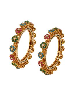 TIZORA - Multicolor Gold Plated Pacheli Bangles
