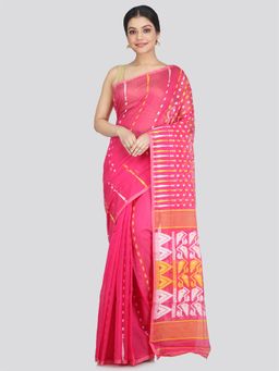 PinkLoom - Women's Soft Cotton Blend Jamdani Saree Without Blouse Piece