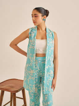 Alaya by Stage3 - Meher Skyline Blue Embroidered Boss Babe Jacket