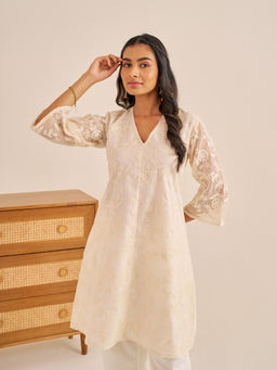 Alaya by Stage3 - Meher Snow Ivory Thread Work Kurta