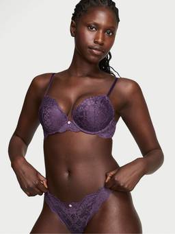 Victoria's Secret - Women Purple Floral Polyamide Push-up Bra