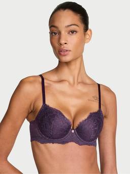 Victoria's Secret - Women Purple Self Design Polyamide Demi / Balconette Bra