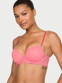 Victoria's Secret - Women Pink Self Design Polyamide Demi / Balconette Bra