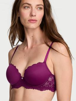 Victoria's Secret - Women Purple Self Design Polyamide Demi / Balconette Bra