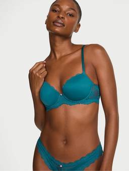 Victoria's Secret - Women Blue Self Design Polyamide Demi / Balconette Bra