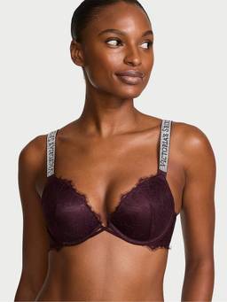 Victoria's Secret - Women Purple Self Design Polyamide Push-up Bra