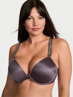 Victoria's Secret - Women Grey Solid/Plain Polyamide Push-up Bra