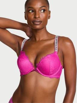 Victoria's Secret - Women Pink Self Design Polyamide Push-up Bra