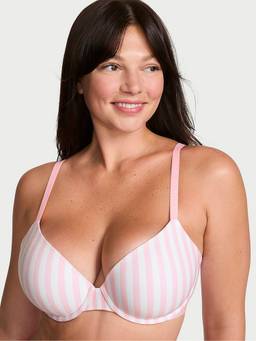 Victoria's Secret - Women Multi-Color Stripes Cotton Blend T-Shirt Bra