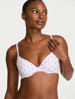Victoria's Secret - Women White Printed Cotton Blend T-Shirt Bra