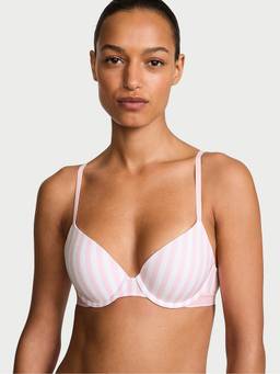 Victoria's Secret - Women Multi-Color Stripes Cotton Blend T-Shirt Bra