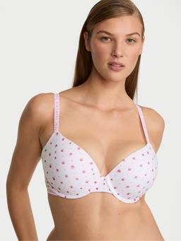 Victoria's Secret - Women White Printed Cotton Blend T-Shirt Bra