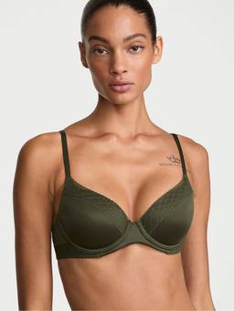 Victoria's Secret - Women Green Self Design Polyamide Demi / Balconette Bra