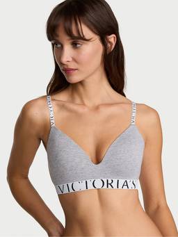 Victoria's Secret - Women Grey Solid/Plain Cotton Blend T-Shirt Bra