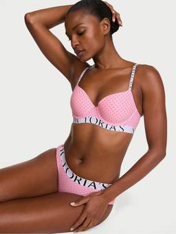Victoria's Secret - Women Pink Self Design Polyamide T-Shirt Bra