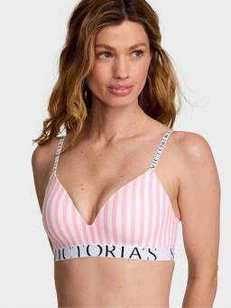 Victoria's Secret - Women Pink Stripes Polyamide T-Shirt Bra