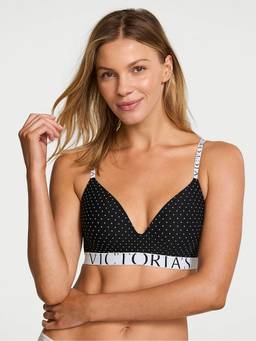 Victoria's Secret - Women Black Polka Dots Polyamide T-Shirt Bra