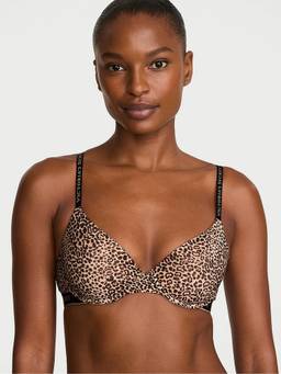 Victoria's Secret - Women Multi-Color Animal Print Cotton Blend T-Shirt Bra