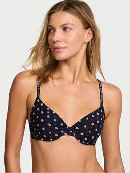 Victoria's Secret - Women Black Printed Cotton Blend T-Shirt Bra