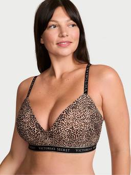 Victoria's Secret - Women Multi-Color Animal Print Cotton Blend T-Shirt Bra