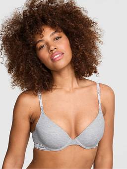 Victoria's Secret - Women Grey Solid/Plain Cotton Blend Push-up Bra
