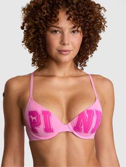 Victoria's Secret - Women Pink Typography Polyamide Push-up Bra